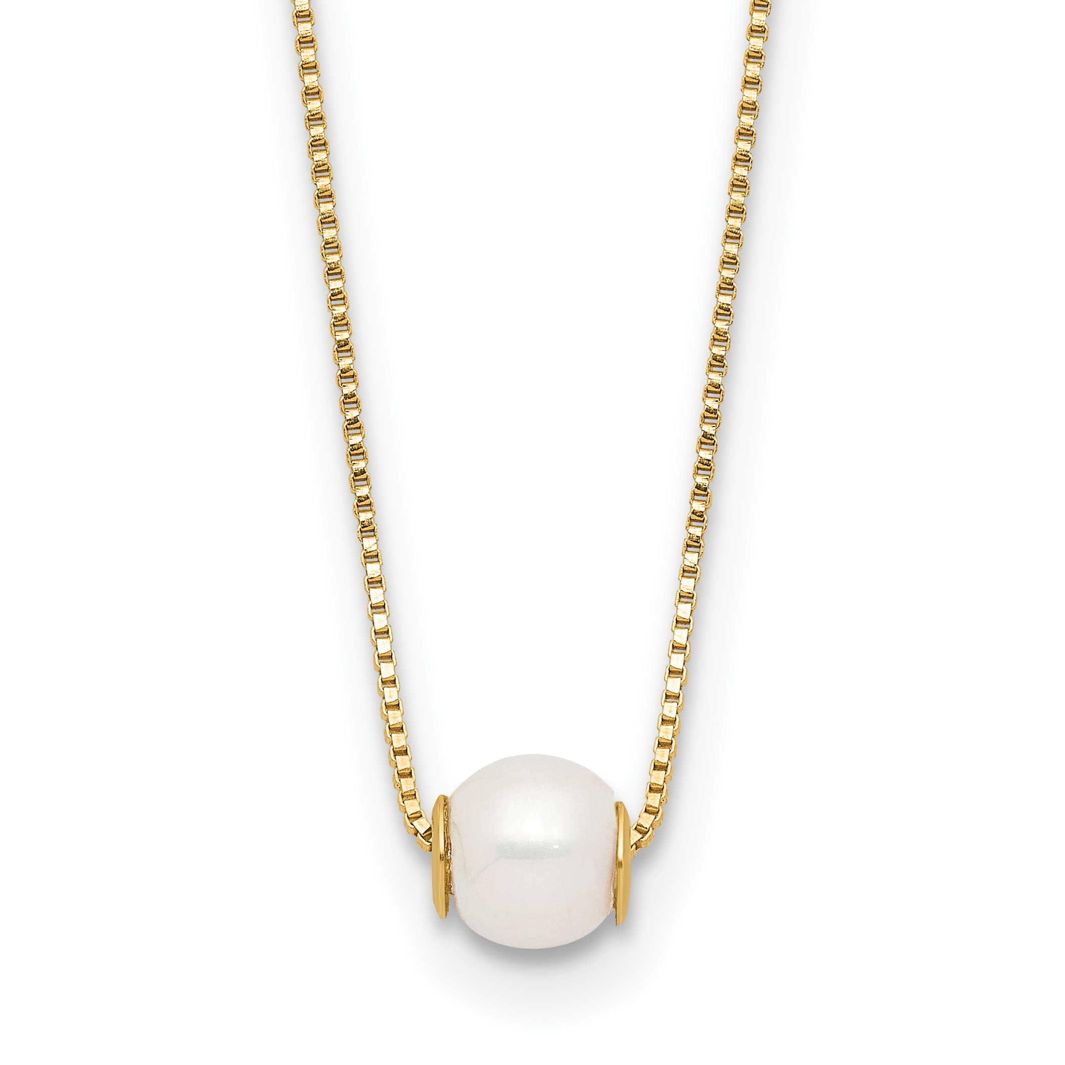 14k 4-5mm White Round Freshwater Cultured Pearl 18 inch Necklace (XF821-18)