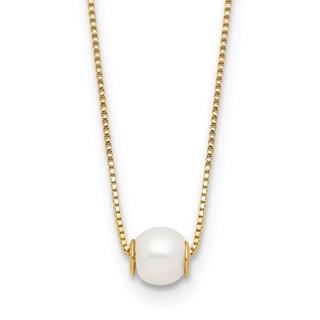Gold Freshwater Cultured White Pearl Necklace