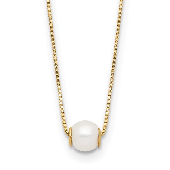 Gold Freshwater Cultured White Pearl Necklace