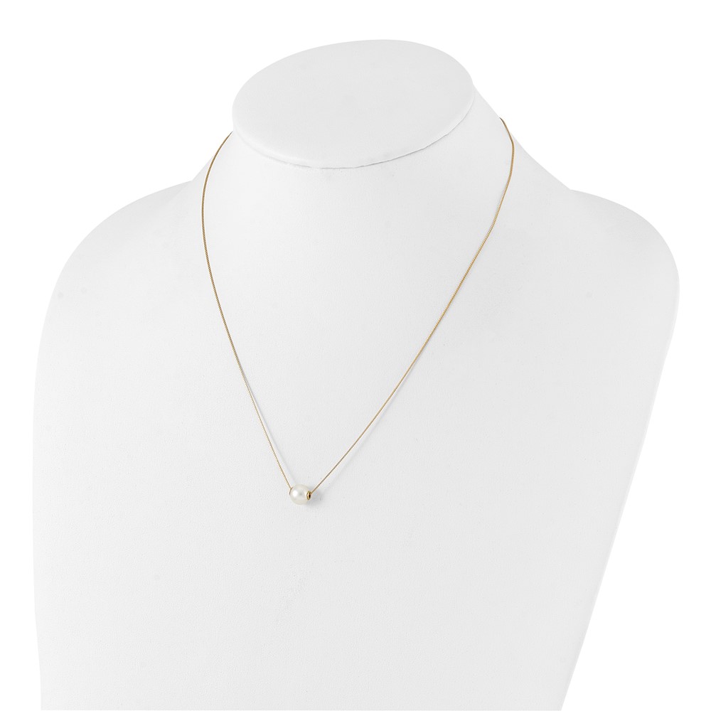 14k 7-8mm White Round Freshwater Cultured Pearl 18 inch Necklace (XF822-18)