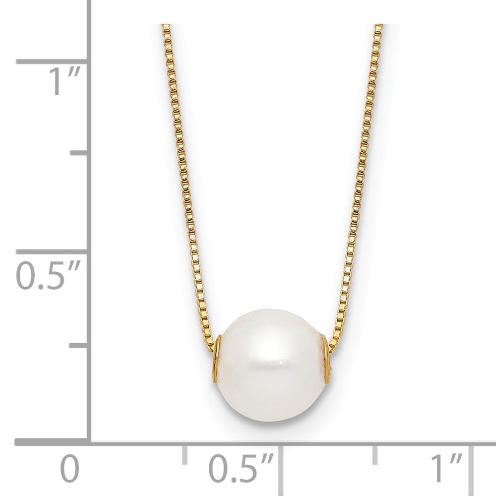 14k 7-8mm White Round Freshwater Cultured Pearl 18 inch Necklace (XF822-18)