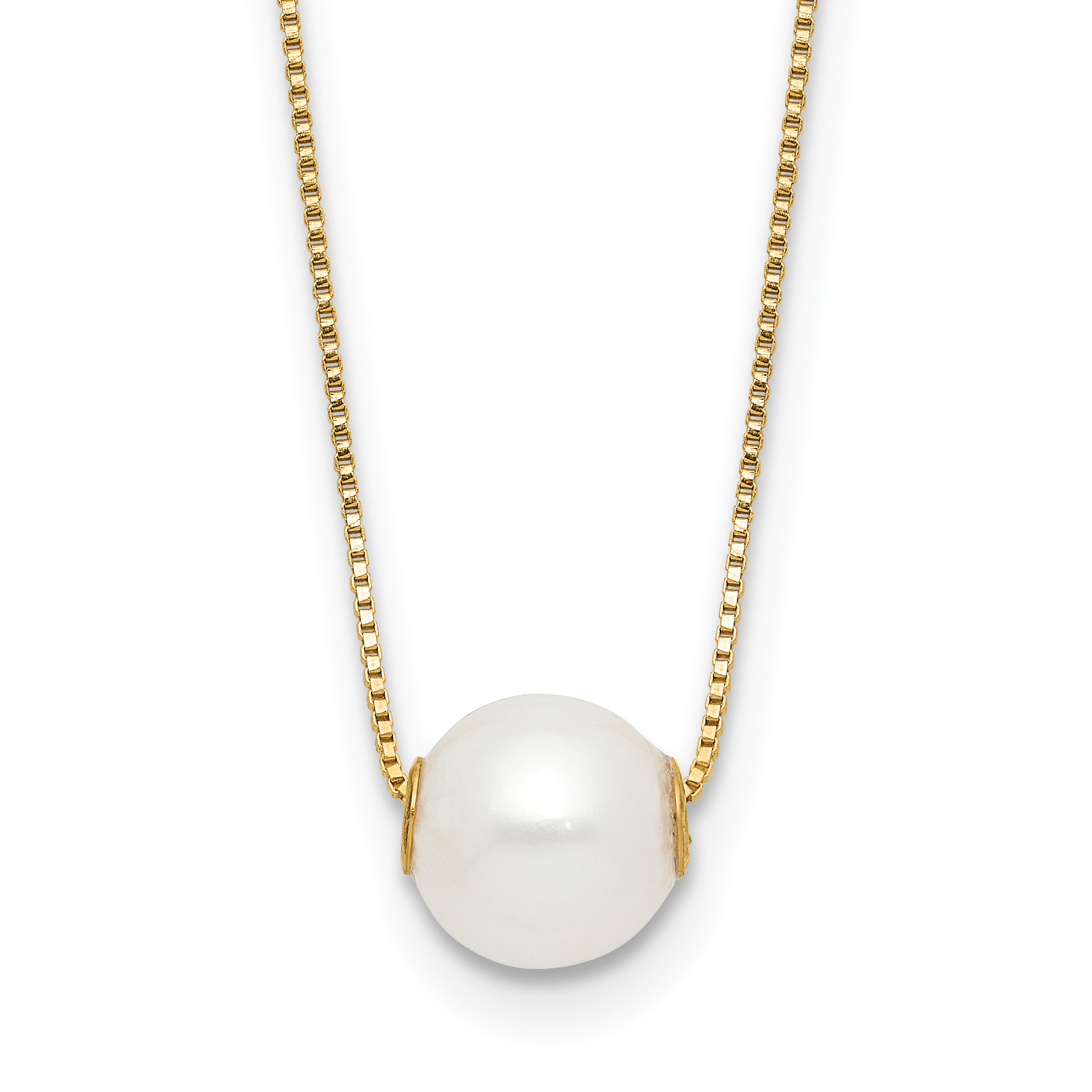 14k 7-8mm White Round Freshwater Cultured Pearl 18 inch Necklace (XF822-18)