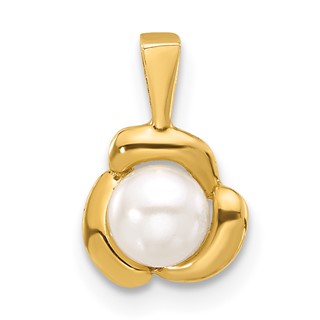 14K 4-5mm Round White FWC Pearl Flower Pendant