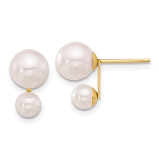 14k 4-5mm and 6-7mm White Round Akoya Saltwater Cultured Pearl Post Earrings