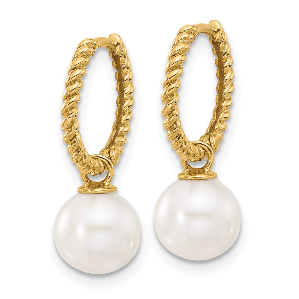 14k 7-8mm Black and White Freshwater Cultured Pearl Removable Dangle Hoop Earrings (XF859E)