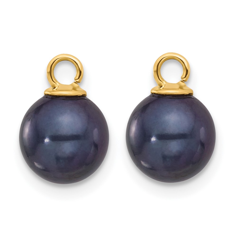 14k 7-8mm Black and White Freshwater Cultured Pearl Removable Dangle Hoop Earrings (XF859E)