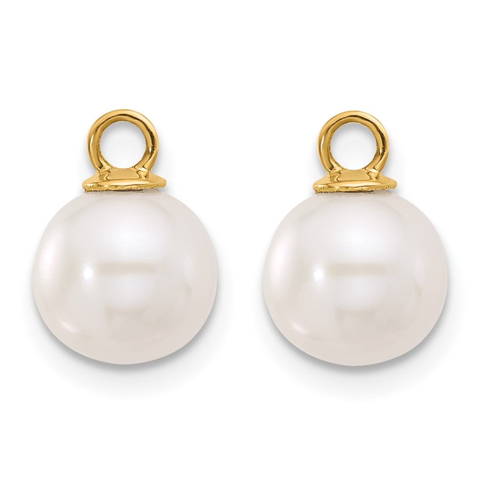 14k 7-8mm Black and White Freshwater Cultured Pearl Removable Dangle Hoop Earrings (XF859E)