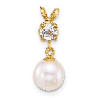 Gold Polished Gemstone and Pearl Pendants