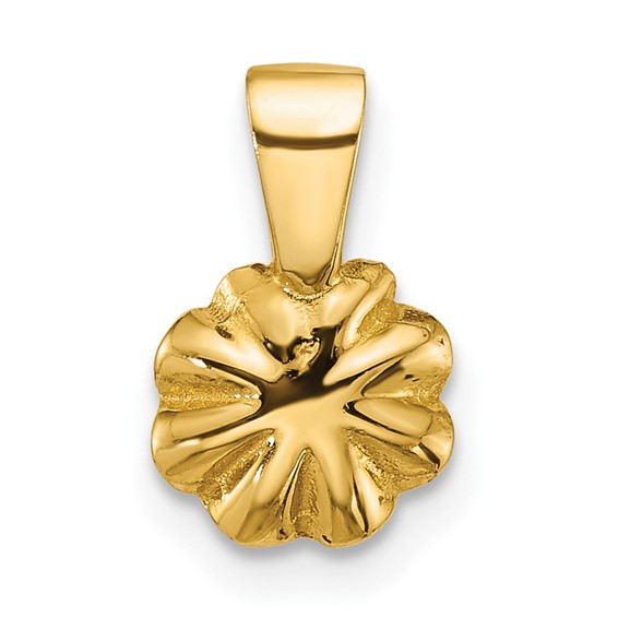 14k Polished 4-5mm Button White Freshwater Cultured Pearl Flower Pendant