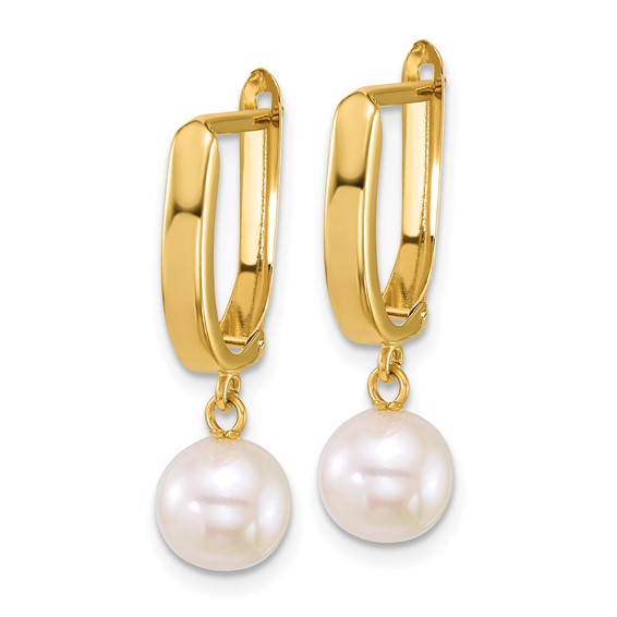 Gold FWC Pearl Dangle Hoop Earrings