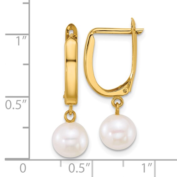 Gold FWC Pearl Dangle Hoop Earrings