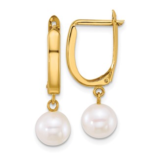 Gold FWC Pearl Dangle Hoop Earrings
