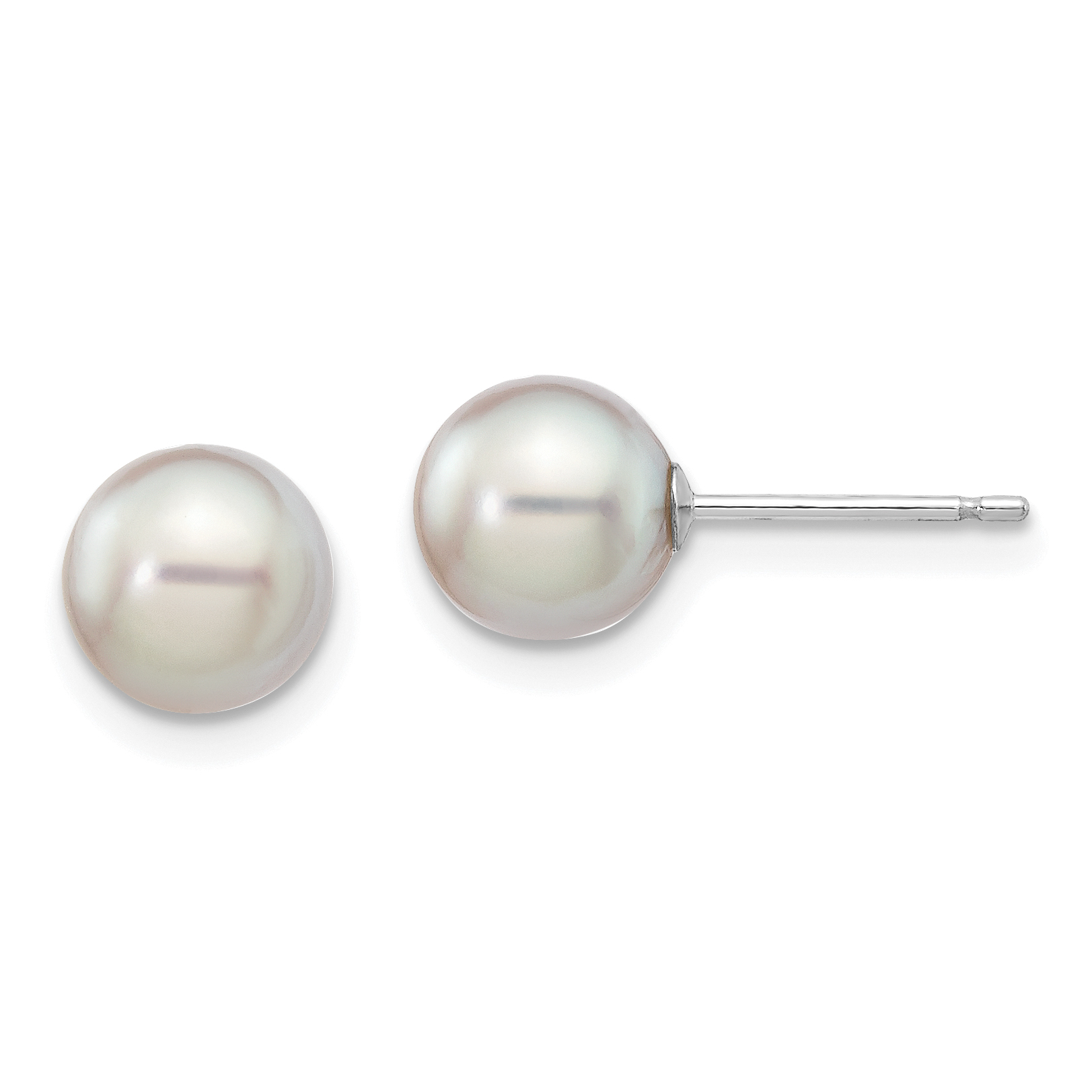 14k White Gold 6-7mm Grey Round Akoya Saltwater Cultured Pearl Post Earrings (XFW352E)