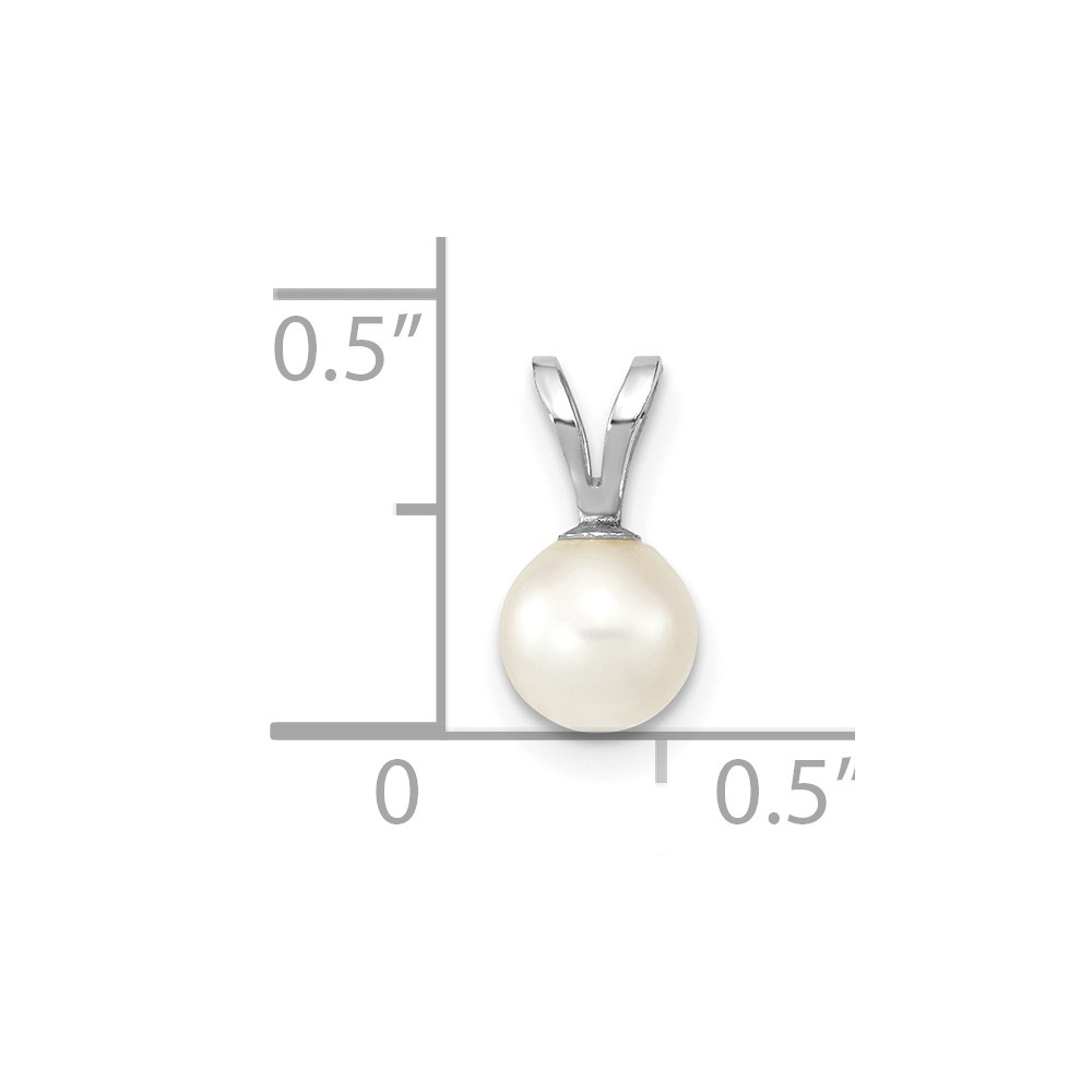 14k White Gold 5-6mm White Round Akoya Saltwater Cultured Pendant (XFW486)