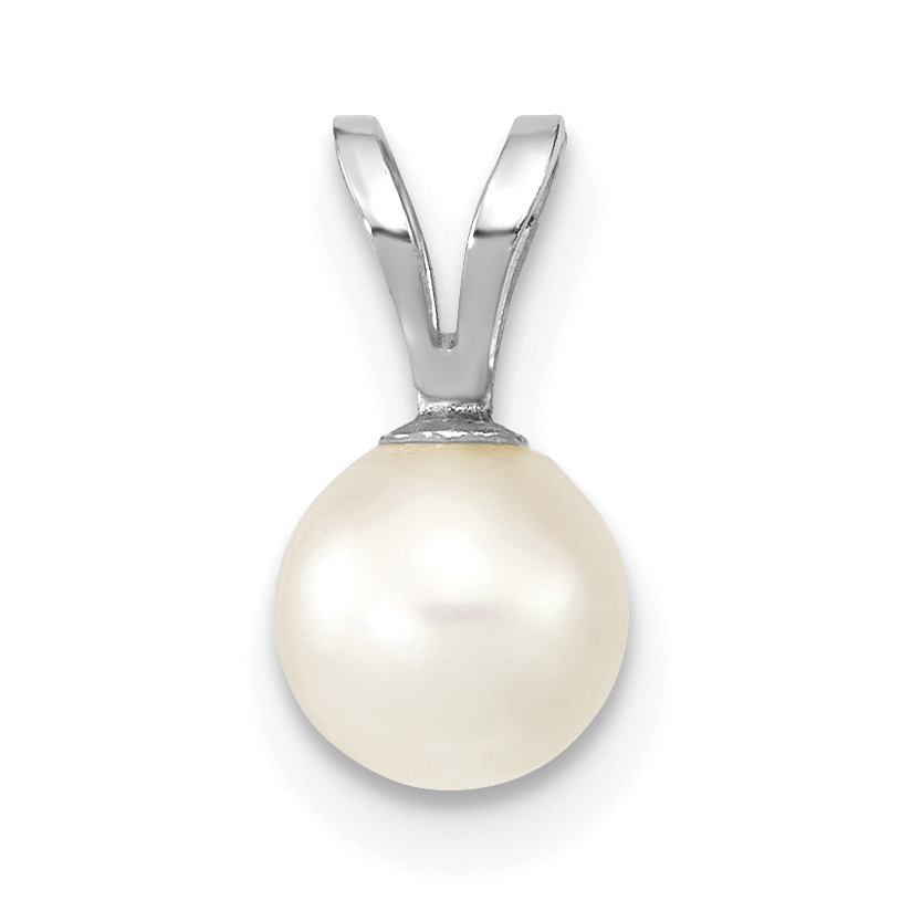 14k White Gold 5-6mm White Round Akoya Saltwater Cultured Pendant (XFW486)