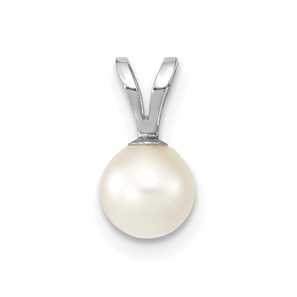 14k White Gold 5-6mm White Round Akoya Saltwater Cultured Pendant (XFW486)