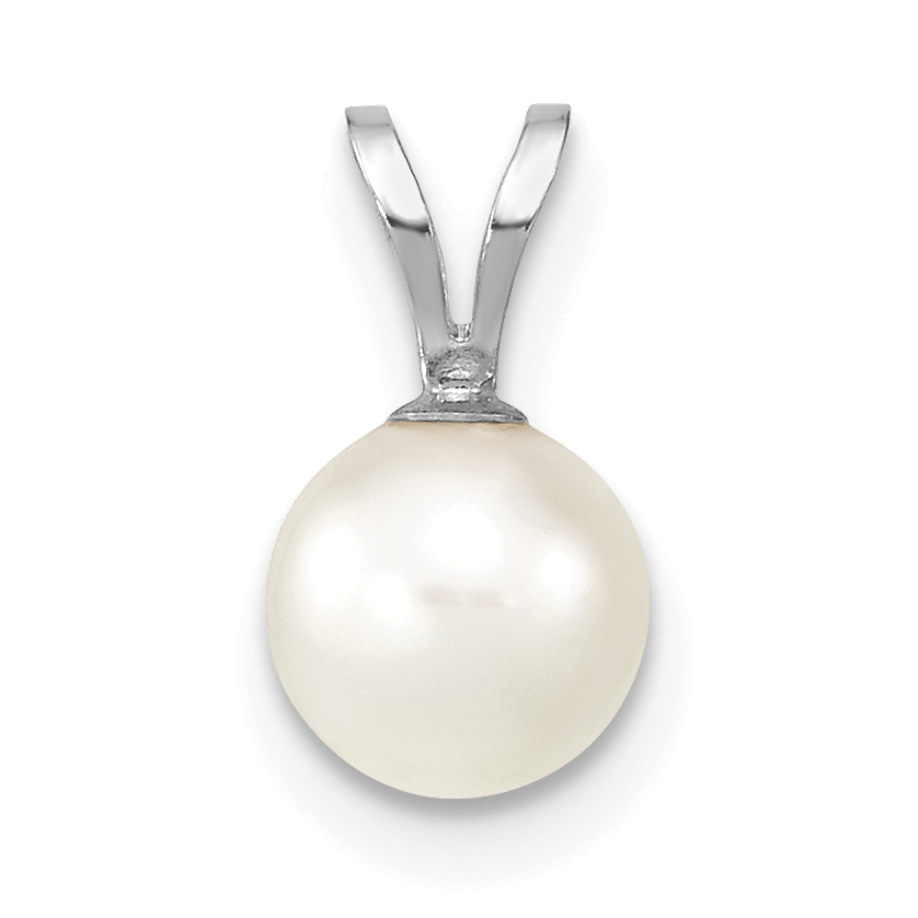 14k White Gold 6-7mm White Round Akoya Saltwater Cultured Pendant (XFW487)