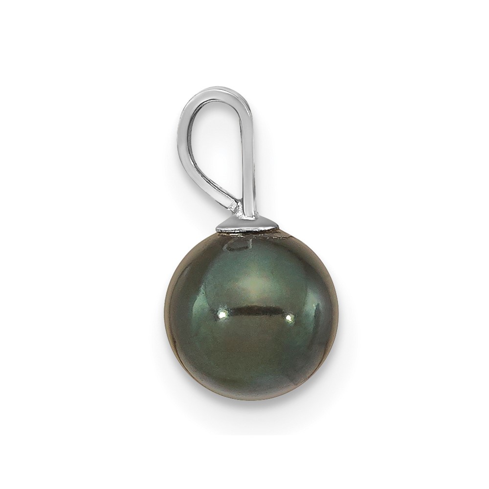 14k White Gold 6-7mm Round Black Akoya Saltwater Cultured Pendant (XFW487B)