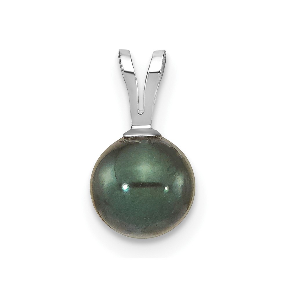 14k White Gold 6-7mm Round Black Akoya Saltwater Cultured Pendant (XFW487B)
