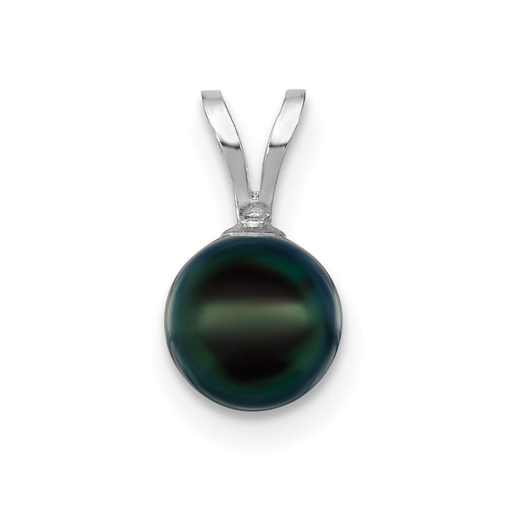 14k White Gold 6-7mm Round Black Akoya Saltwater Cultured Pendant (XFW487B)