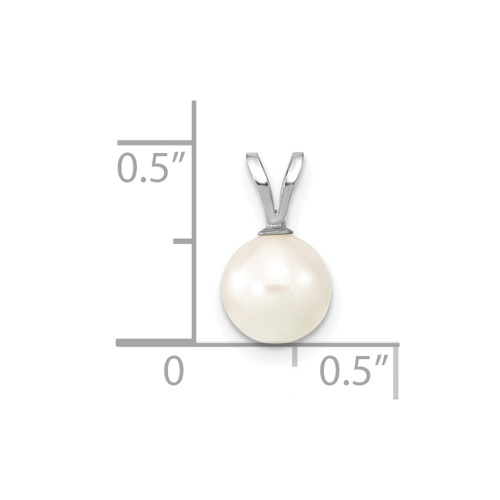 14k White Gold 7-8mm White Round Akoya Saltwater Cultured Pendant (XFW488)