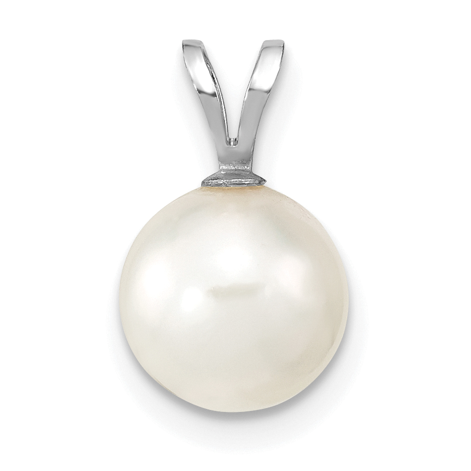 14k White Gold 8-9mm White Round Akoya Saltwater Cultured Pendant (XFW489)