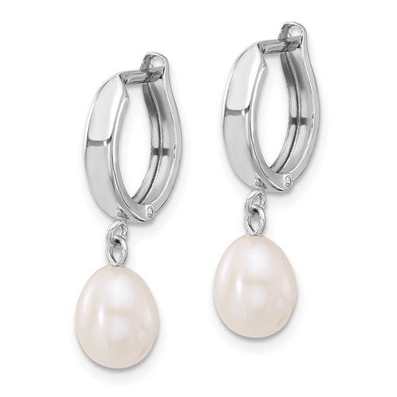 Gold FWC Pearl Dangle Hoop Earrings