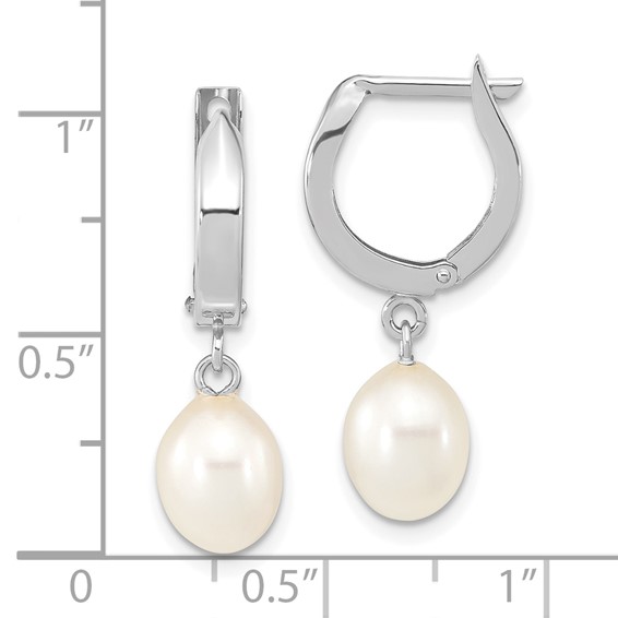 Gold FWC Pearl Dangle Hoop Earrings
