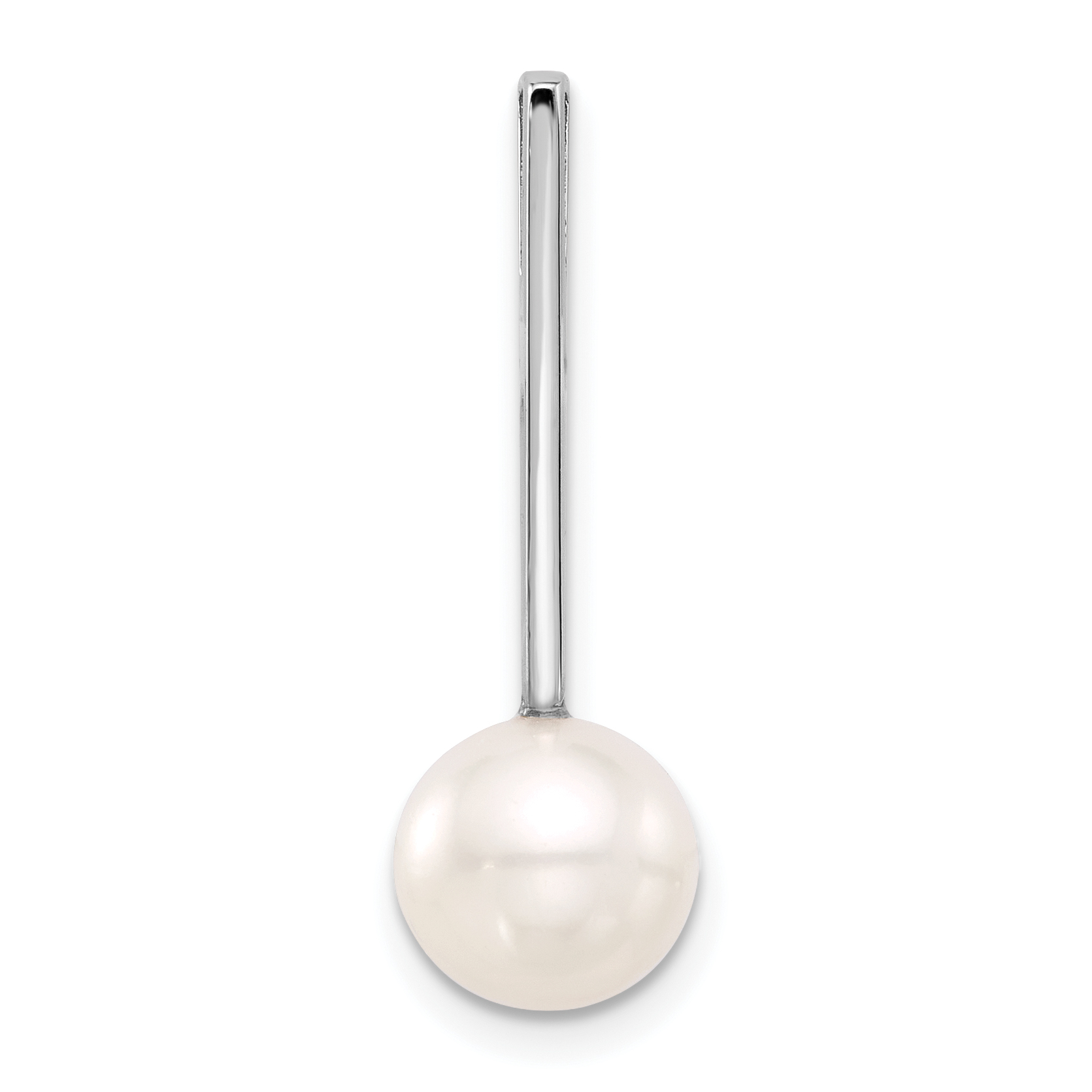 14K White Gold 8-9mm Round Freshwater Cultured Pearl Drop Chain Slide (XFW829)