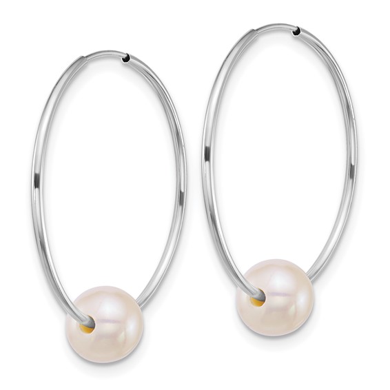 Gold FWC Pearl Hoop Earrings