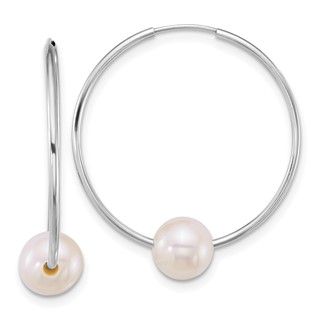 Gold FWC Pearl Hoop Earrings