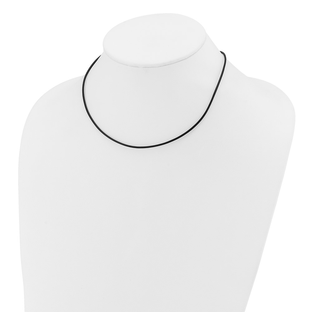 14k Yellow Clasp 1.5mm 16 inch Black Leather Cord Necklace (XG250-16)