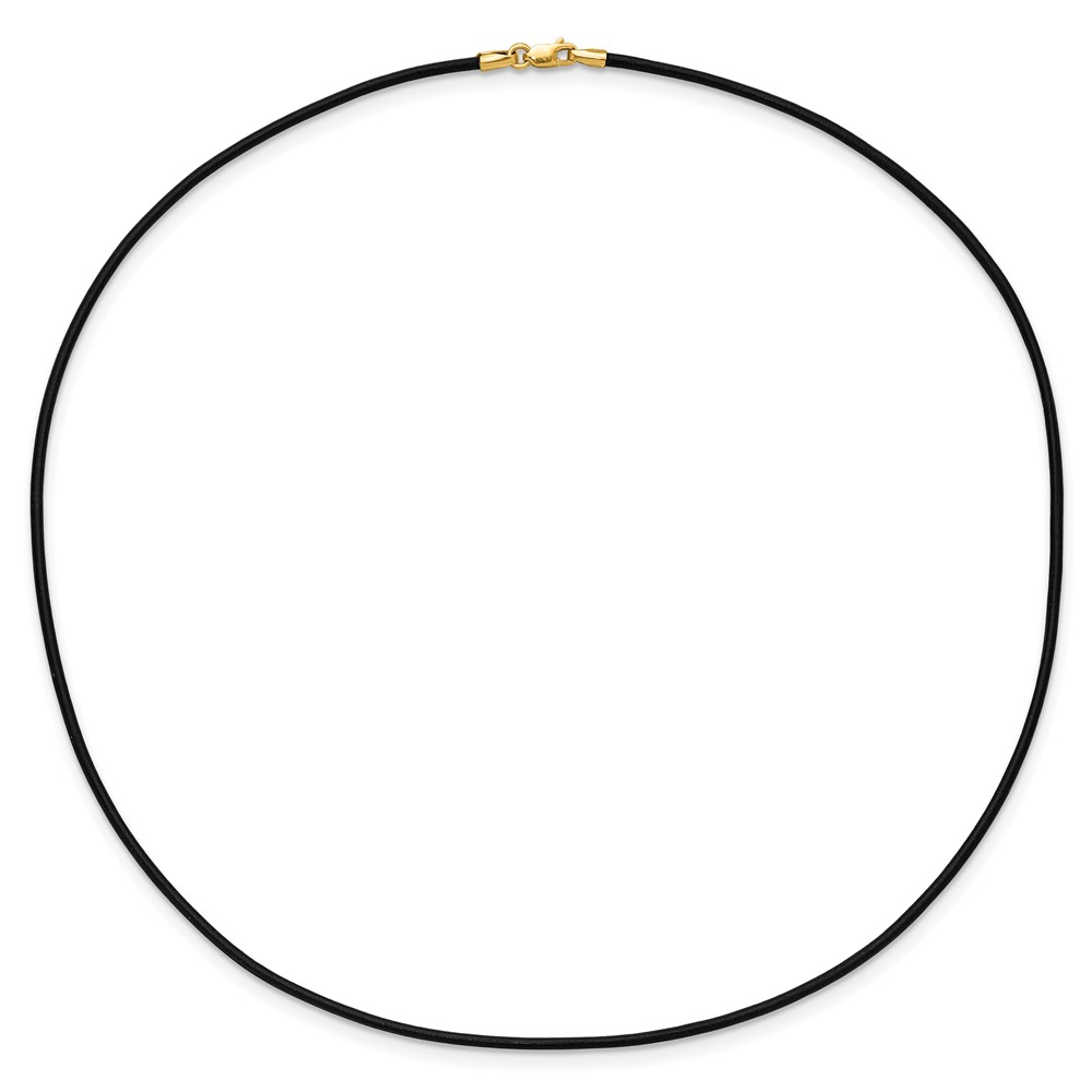 14k Yellow Clasp 1.5mm 16 inch Black Leather Cord Necklace (XG250-16)