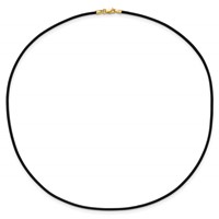 14K Yellow Gold Clasp 1.5mm Black Leather Cord Necklace, 16" view 4