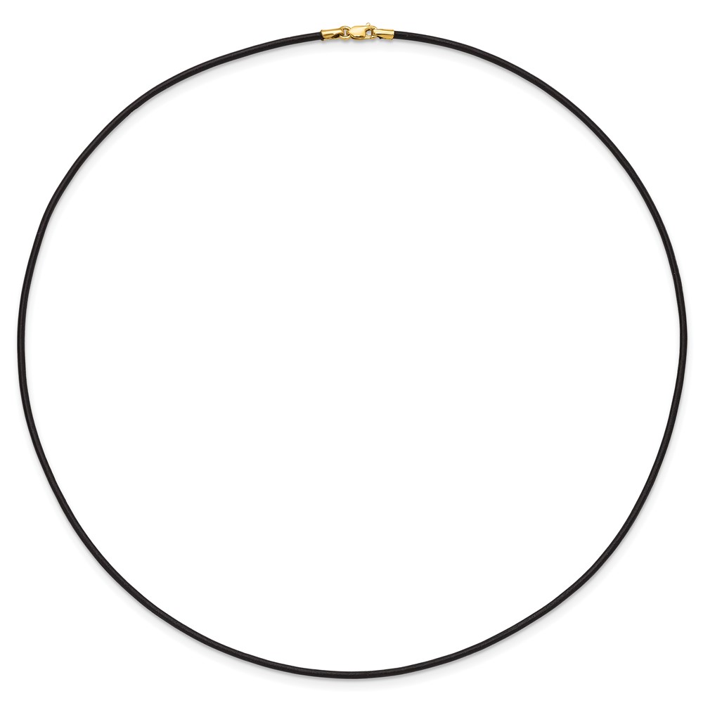 14k Yellow Clasp 1.5mm 20 inch Black Leather Cord Necklace (XG250-20)