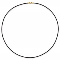 14K Yellow Gold Clasp 1.5mm Black Leather Cord Necklace, 20" view 4