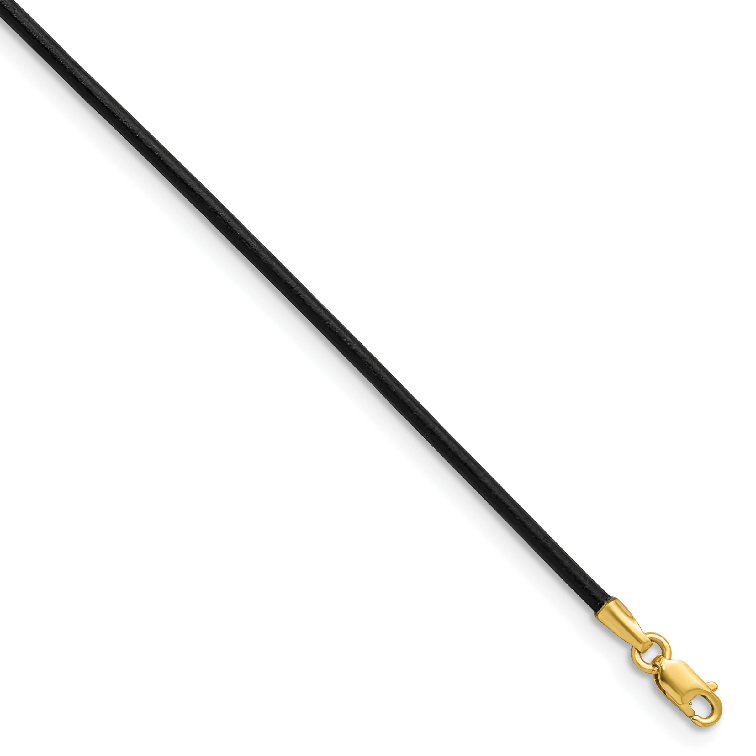 14k Yellow Clasp 1.5mm 16 inch Black Leather Cord Necklace (XG250-16)