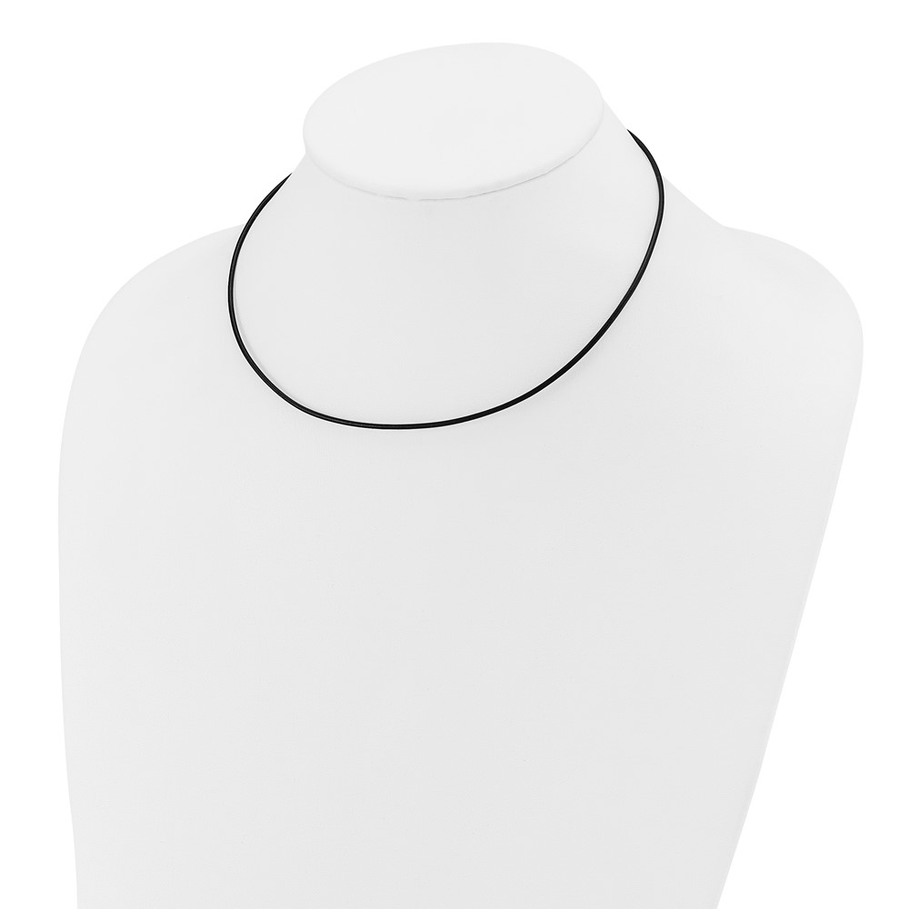 14k White Gold Clasp 1.5mm 16 inch Black Leather Cord Necklace (XG251-16)