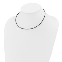 14K White Gold Clasp 1.5mm Black Leather Cord Necklace, 16" view 3