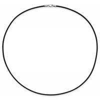 14K White Gold Clasp 1.5mm Black Leather Cord Necklace, 16" view 4