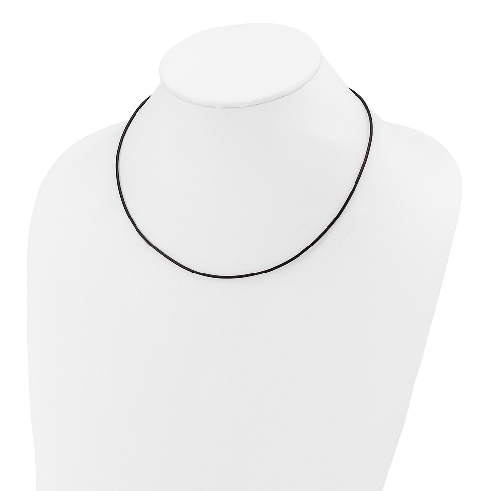 14k White Gold Clasp 1.5mm 18 inch Black Leather Cord Necklace (XG251-18)