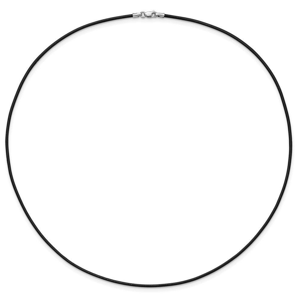 14k White Gold Clasp 1.5mm 18 inch Black Leather Cord Necklace (XG251-18)