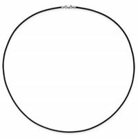 14K White Gold Clasp 1.5mm Black Leather Cord Necklace, 18" view 4