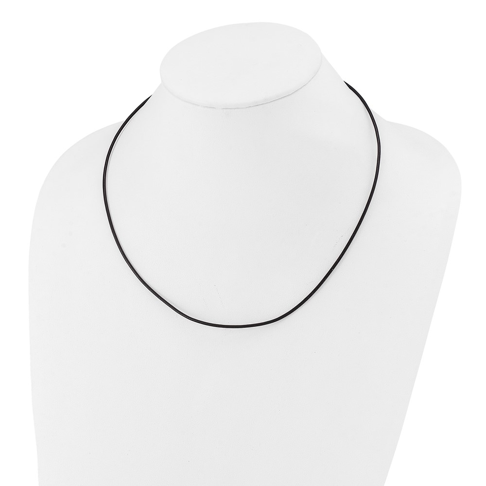 14k White Gold Clasp 1.5mm 20 inch Black Leather Cord Necklace (XG251-20)