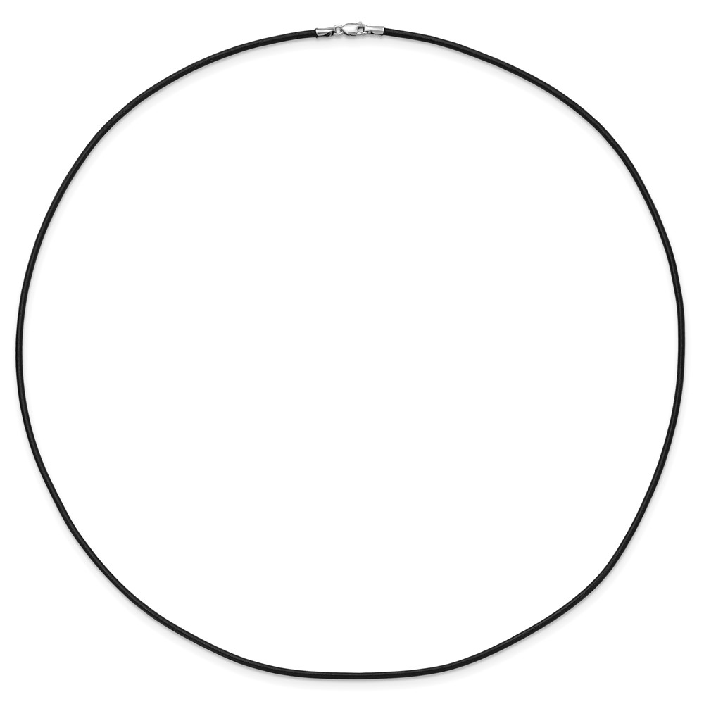 14k White Gold Clasp 1.5mm 20 inch Black Leather Cord Necklace (XG251-20)