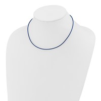 14K Yellow Gold Clasp 1.6mm Royal Blue Leather Cord Necklace, 16" view 3
