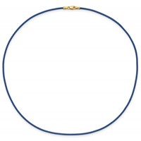 14K Yellow Gold Clasp 1.6mm Royal Blue Leather Cord Necklace, 16" view 4
