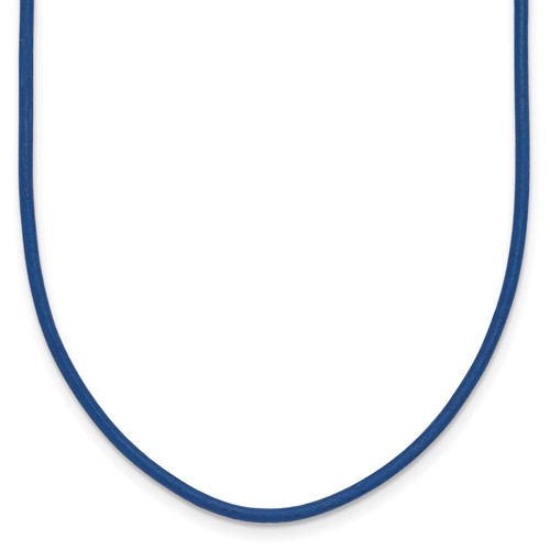 14K Yellow Gold Clasp 1.6mm Royal Blue Leather Cord Necklace, 16"