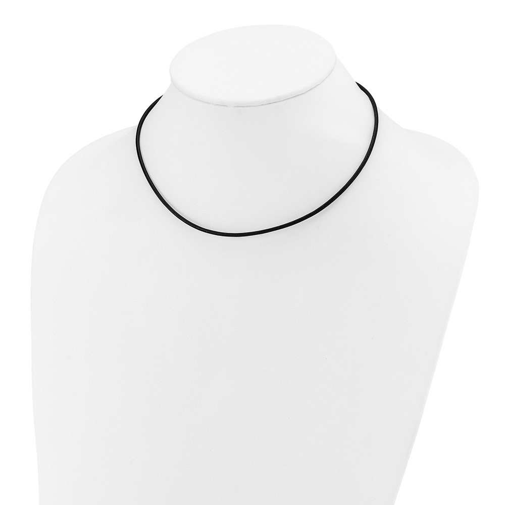 14k Yellow Clasp 2mm 16 inch Black Leather Cord Necklace (XG260-16)