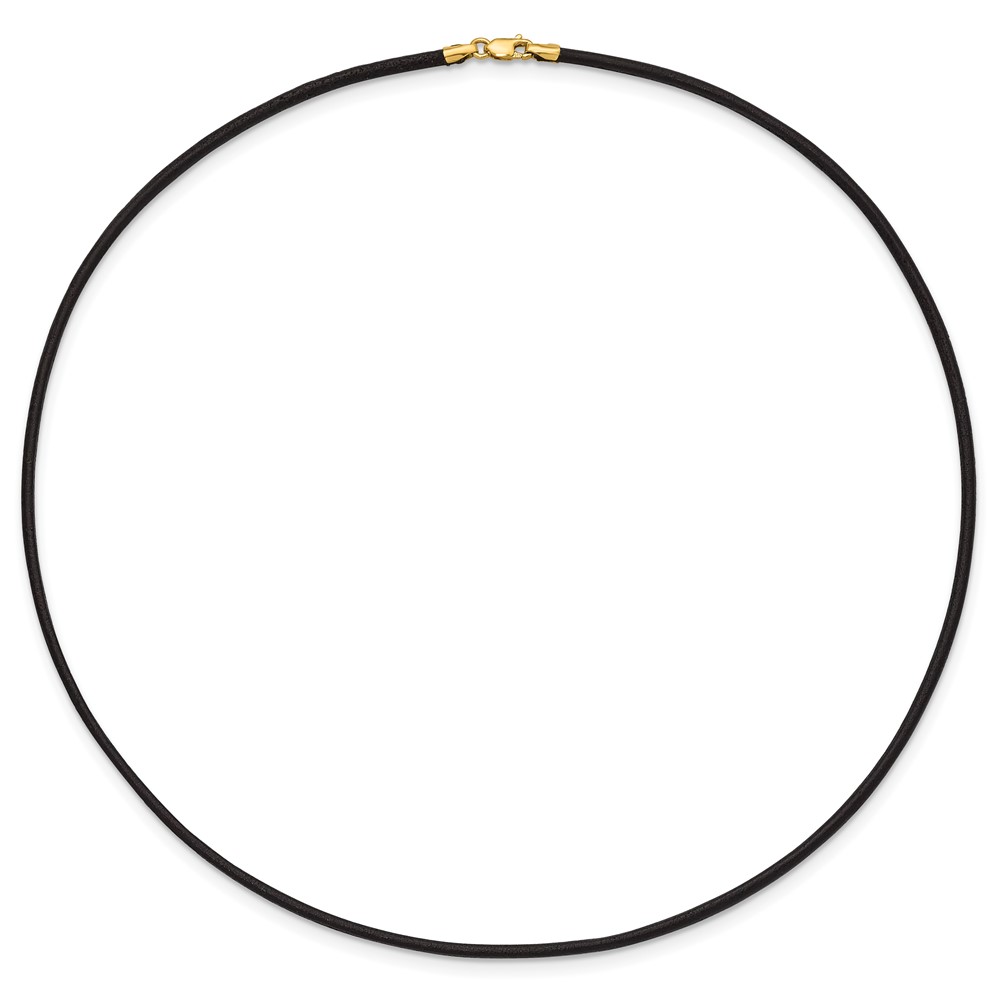 14k Yellow Clasp 2mm 16 inch Black Leather Cord Necklace (XG260-16)